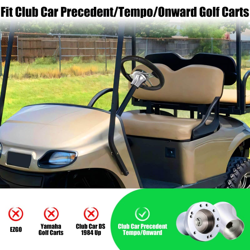 LEAPGOMAX Club Car Golf Cart Steering Wheel Adapter Fit Club Car Precedent/Tempo/Onward Golf Carts Steering Wheel Mounting Adapter Hub, Fits 5/6 Hole Golf Cart Steering Wheel (Silver) - Image 4